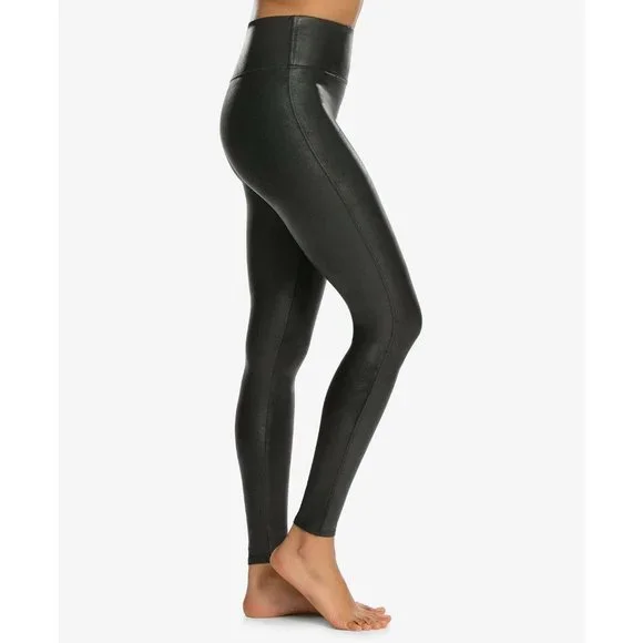 Spanx Women's Faux Leather Tummy Control Leggings Pants XS Extra Small Black - Picture 3 of 3